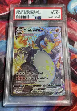 Pokemon TCG Charizard VMAX Ultra Rare Card Shining Fates SV107/SV122 PSA 10 - Image 1
