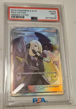 Cynthia SV82 PSA Mint 9 Hidden Fates Trainer Pokemon Card - Image 1
