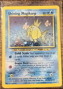 Shining Magikarp 66/64 Neo Revelation Holo Pokemon Card 2000 - Slight Wear - Image 1