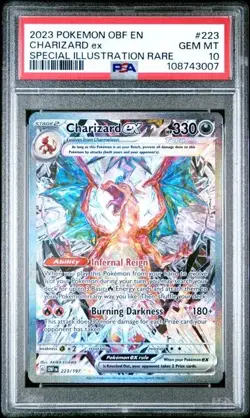 Pokemon 2023 SV Fiamme Ossidiana OBF EN Charizard ex #223/197 PSA 10 - Image 1