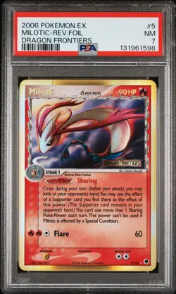 2006 POKEMON EX DRAGON FRONTIERS #5 MILOTIC-REVERSE FOIL PSA 7 - Image 1