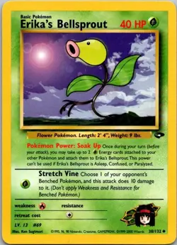 Gym Challenge #038/132 Erika's Bellsprout Pokemon Moderately Played - Image 1