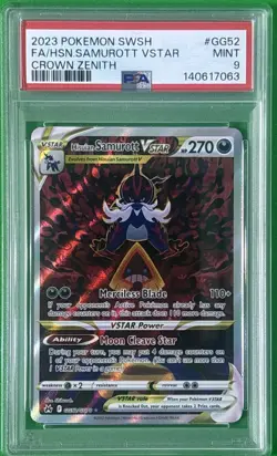 2023 POKEMON SWSH CROWN ZENITH #GG52 HISUIAN SAMUROTT VSTAR FULL ART PSA 9 - Image 1