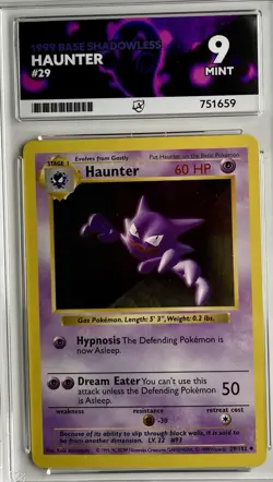 Pokemon TCG Haunter Base Set Shadowless Vintage 1999 WOTC 29/102 - Ace 9 Mint - Image 1