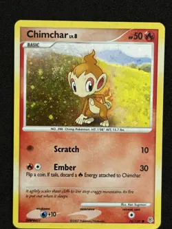Pokemon TCG Chimchar 76/130 Cosmos Holo Common Diamond & Pearl Base LP SWIRL - Image 2