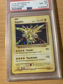 PSA 8 zapdos holo evolutions XY 2016 Pokemon - Image 1