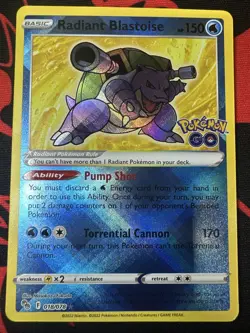 Radiant Blastoise 018/078 Holo Radiant Rare Pokemon GO 2022 Pokemon NM - Image 1