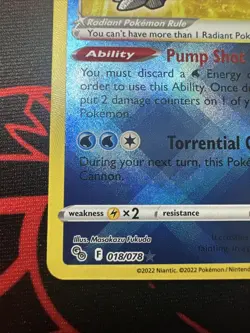 Radiant Blastoise 018/078 Holo Radiant Rare Pokemon GO 2022 Pokemon NM - Image 4