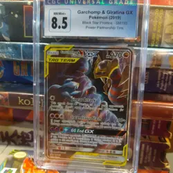 Pokemon 2019 Garchomp & Giratina GX SM193 Black Star Promo Full Art Holo CGC 8.5 - Image 1