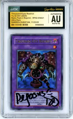 CGC Auto 10 Darren Dunstan Thousand-Eyes Restrict RP02-EN021 Retro Pack 2 Unltd - Image 1