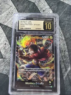 2024 One Piece Monkey D. Luffy Starter Deck 3D2Y #ST14-001 CGC 10 Pristine - Image 1