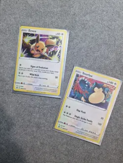 Pokemon Snorlax & Eevee SWSH118 SWSH119 Black Star Promo Holo Card Set - Image 1