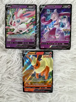 Pokemon Promo Holo Cards Lot of 3 Mewtwo, Sylveon, Flareon V-Rule TCG LP/MP - Image 1