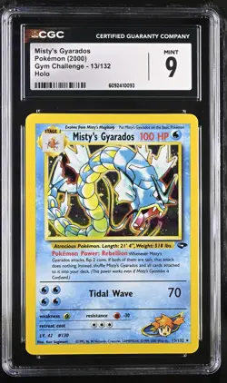 CGC 9 MINT Misty's Gyarados 2000 Gym Challenge 13/132 Holo Pokemon Card - Image 1