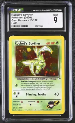 CGC 9 MINT Rocket's Scyther 2000 Gym Heroes 13/132 Holo Pokemon Card - Image 1