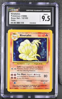 CGC 9.5 MINT+ Ninetales 1999 Base Set 12/102 Holo Pokemon Card - Image 1