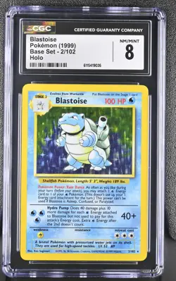 CGC 8 Blastoise 1999 Base Set 2/102 Holo Pokemon Card - Image 1