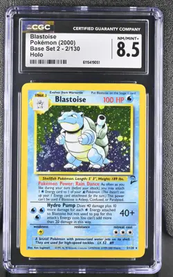 CGC 8.5 Blastoise 2000 Base Set 2 2/130 Holo SWIRL Pokemon Card - Image 1