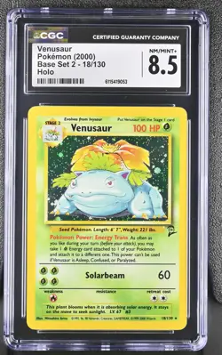 CGC 8.5 Venusaur 2000 Base Set 2 18/130 Holo Pokemon Card - Image 1