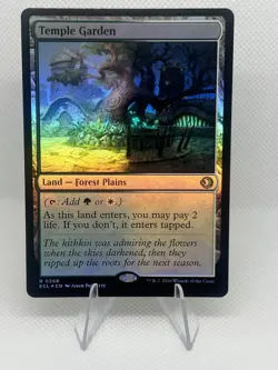 TEMPLE GARDEN ~ NM ~ MTG - 0268 ECL Lorwyn FOIL - green white shock land - Image 1