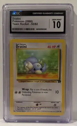 Dratini Pokemon (2000) Team Rocket 53/82 CGC Gem Mint 10 Graded - Image 1