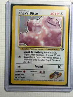 Pokemon Card Koga's Ditto Gym Challenge Unlimited Holo Rare 10/132 155 - Image 1