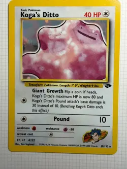 Pokemon Card Koga's Ditto Gym Challenge Unlimited Holo Rare 10/132 155 - Image 2