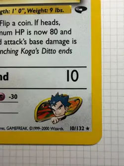 Pokemon Card Koga's Ditto Gym Challenge Unlimited Holo Rare 10/132 155 - Image 5
