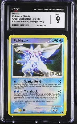 CGC 9 Palkia 26/106 Platinum Reverse Stamp Great Encounters Pokemon 2008 Mint - Image 1