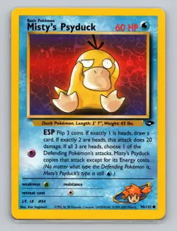 Misty's Psyduck 90/132 Common Pokemon TCG WOTC Gym Challange Light Play - Image 1