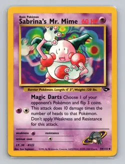 Sabrina's Mr. Mime 59/132 Uncommon Pokemon TCG WOTC Gym Challange Light Play - Image 1