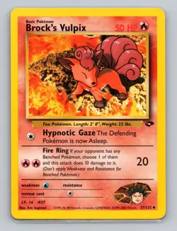 Brock's Vilpix 37/132 Uncommon Pokemon TCG WOTC Gym Challange Light Play - Image 1