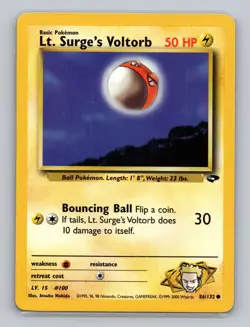 Lt. Surge's Voltorb 86/132 Common Pokemon TCG WOTC Gym Challange Light Play - Image 1