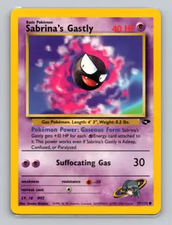 Sabrina's Gastly 97/132 Common Pokemon TCG WOTC Gym Challange Light Play - Image 1