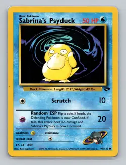 Sabrina's Psyduck 99/132 Common Pokemon TCG WOTC Gym Challange Light Play - Image 1