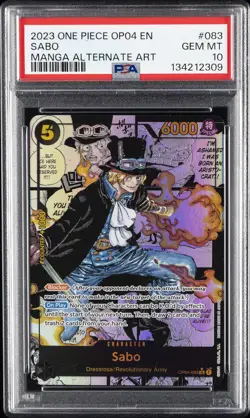 2023 ONE PIECE OP04-KINGDOMS OF INTRIGUE MANGA ALTERNATE ART #083 SABO PSA 10 - Image 1