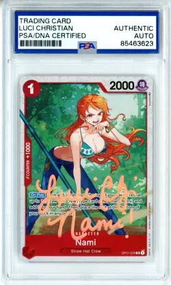 PSA Auth. Signed Luci Christian Nami OP01-016 (Ultra Deck: The Three Captains) - Image 1