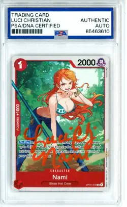 PSA Auth. Signed Luci Christian Nami OP01-016 (Ultra Deck: The Three Captains) - Image 1