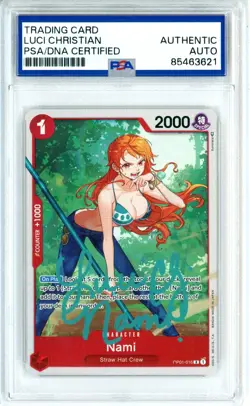 PSA Auth. Signed Luci Christian Nami OP01-016 (Ultra Deck: The Three Captains) - Image 1