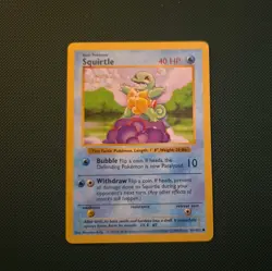 Pokemon Squirtle TCG Base Set Shadowless Common Card 63/102 LP - Image 1