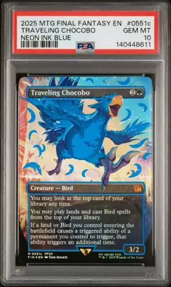 PSA 10 Magic the Gathering Traveling Chocobo Neon Ink Blue 551cFinal Fantasy - Image 1
