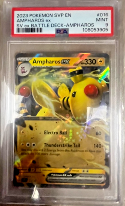 Pokemon 2023 SVP EN AMPHAROS EX #016 PSA 9 MINT Black Star Promo - Image 1