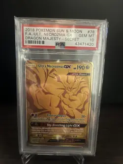 2018 POKEMON SUN & MOON DRAGON MAJESTY SECRET FULL ART/ULTRA NECROZMA GX PSA 10 - Image 1