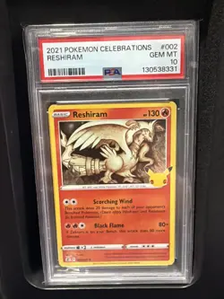 2023 Pokemon Celebrations 002/025 Reshiram Holo PSA 10 Gem Mint Rare LOW POP 130 - Image 1