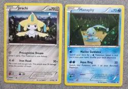 Pokemon Manaphy XY190 & Jirachi XY195 Black Star Promo Holo Pokemon Cosmos Foil - Image 1
