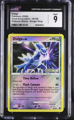 CGC 9 Pokemon 2008 Dialga 16/106 Platinum Stamped Burger King Reverse Holo Mint - Image 1