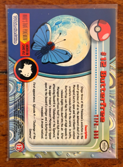 1999 Topps Pokemon Butterfree #12 TV Animation 1st Print Blue Logo Non Holo - Image 2
