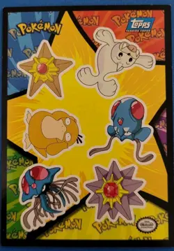 Topps Pokemon Sticker Card Puzzle - Seel, Tentacool, Psyduck, Staryu, +++ - Image 1