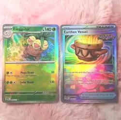 2 CARDS Pokemon TCG Poke Ball Pattern Exeggutor 002 Earthen Vessel 106 Prismatic - Image 1