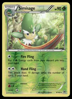Pokemon Cards Simisage 6/162 Reverse Holo BREAKthrough XY NM - Image 1